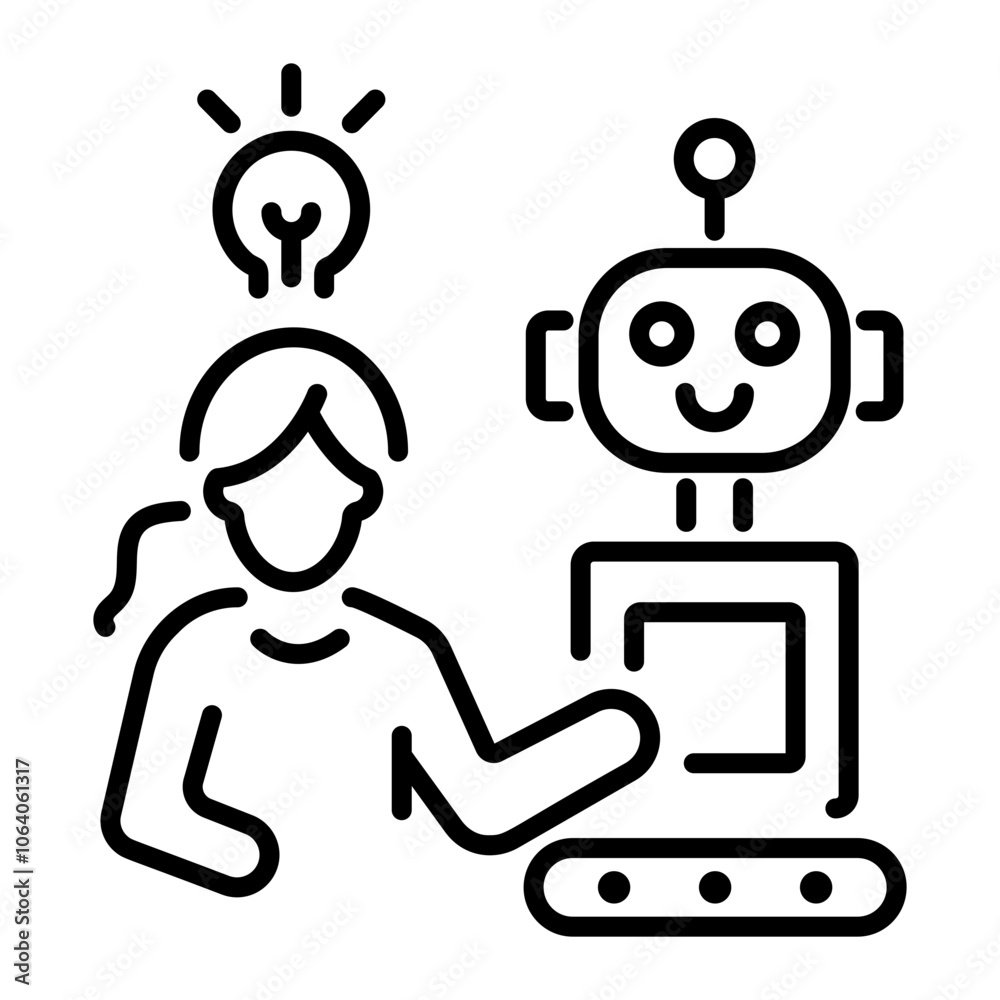 A line style icon of robot assistant A line style icon of robot assistant