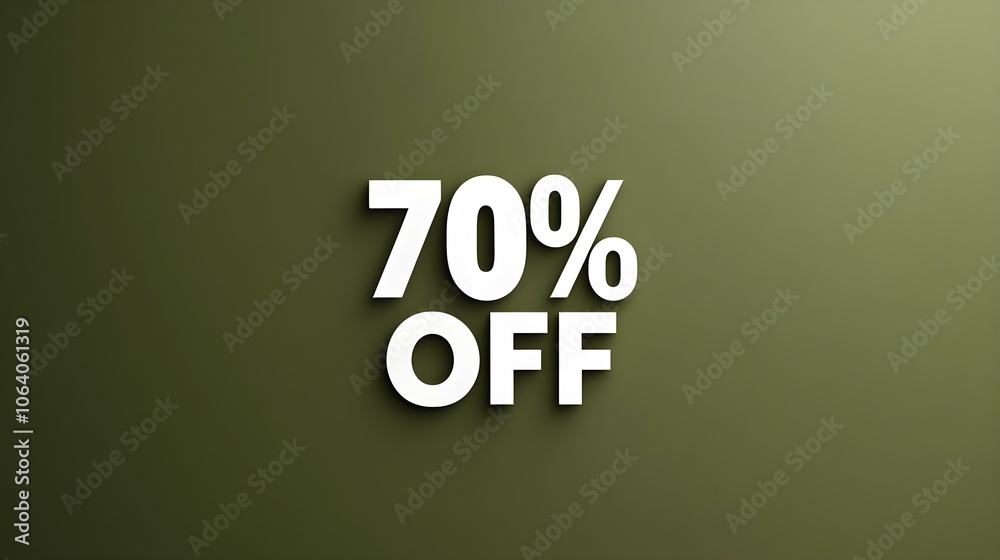 White '70% OFF' Promotional Sign on a Khaki Background with Copy Space White '70% OFF' Promotional Sign on a Khaki Background with Copy Space