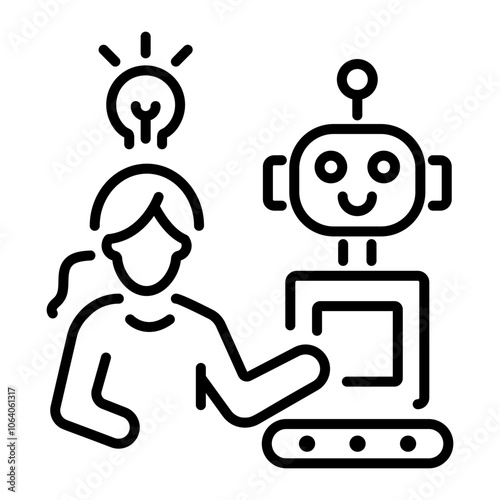 A line style icon of robot assistant