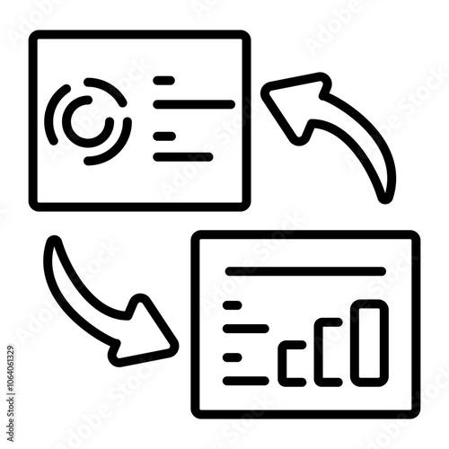 A linear icon of data exchange