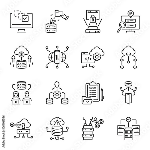 Bundle of Linear Style Cloud Storage Icons 

 photo