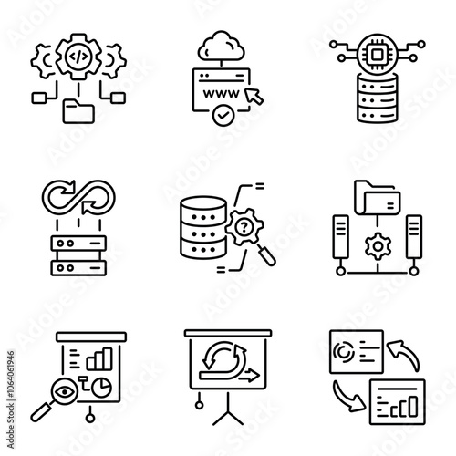 Wallpaper Mural Pack of Cloud Data Linear Style Icons  Torontodigital.ca