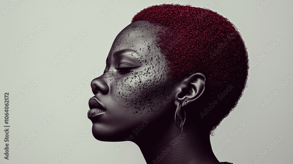 Portrait of a confident african woman with natural red hair and earrings Portrait of a confident african woman with natural red hair and earrings