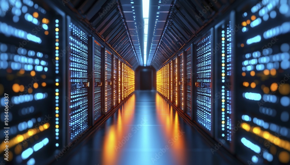 Fototapeta premium Post-Incident Review conducted in sleek cybernetic hub, where data flows through illuminated pathways, revealing insights.