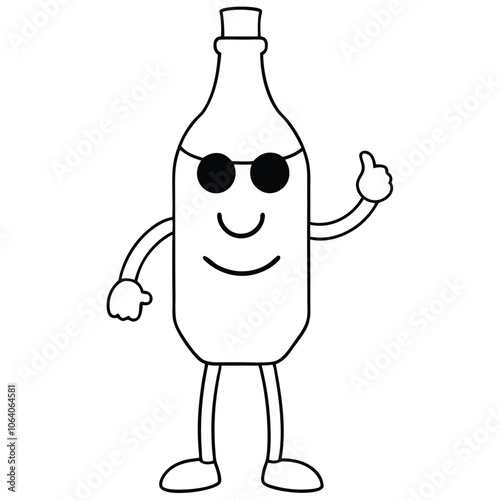 Cool Thumbs-Up Bottle Character with Sunglasses