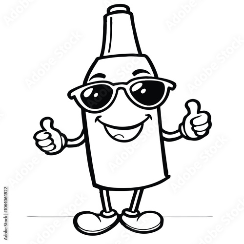 Cool Thumbs-Up Bottle Character with Sunglasses