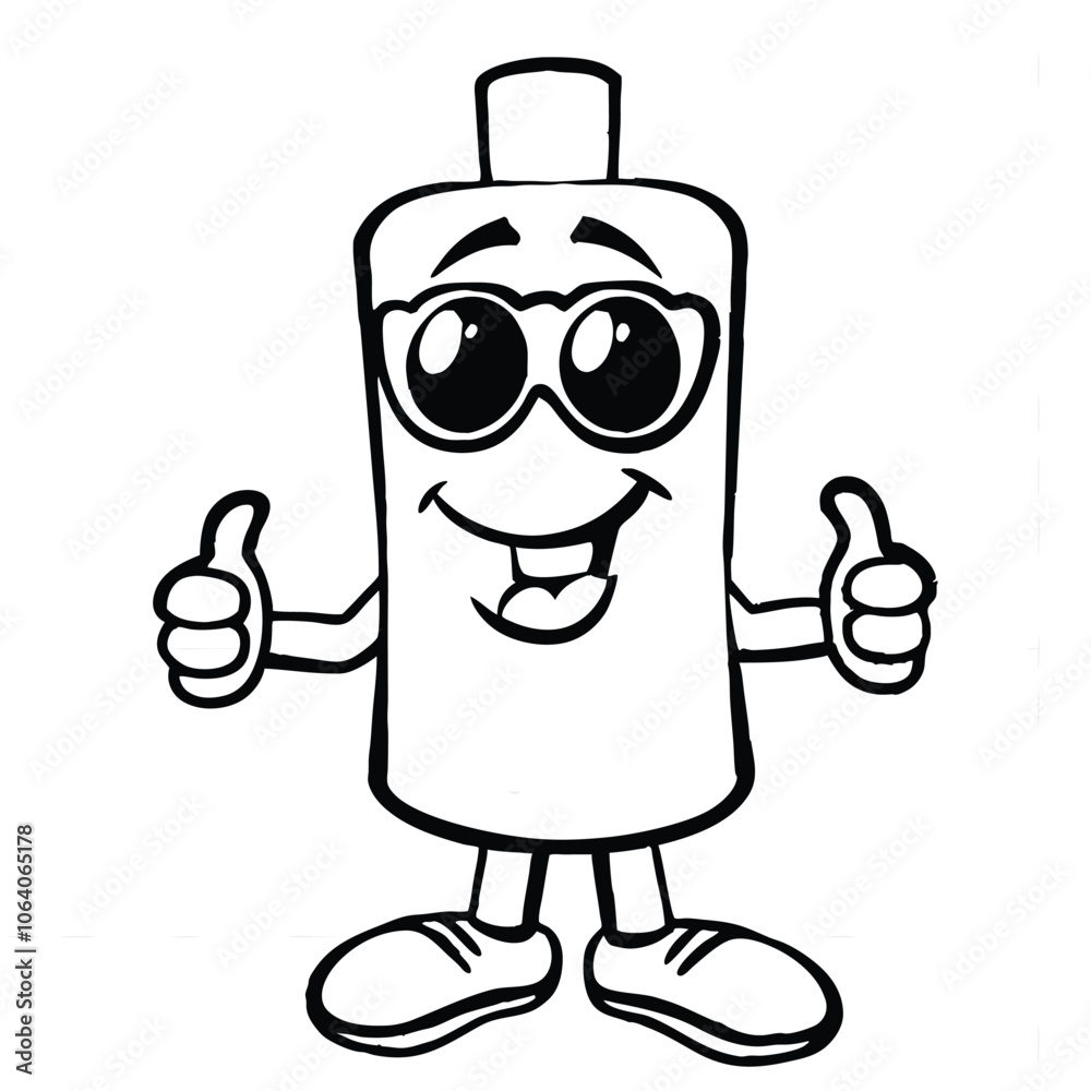Cool Thumbs-Up Bottle Character with Sunglasses Cool Thumbs-Up Bottle Character with Sunglasses