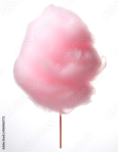 Tasty pink cotton candy floating or flying isolated on clean white background