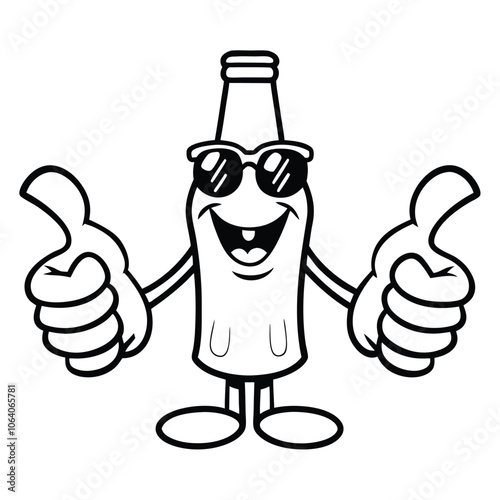 Cool Thumbs-Up Bottle Character with Sunglasses