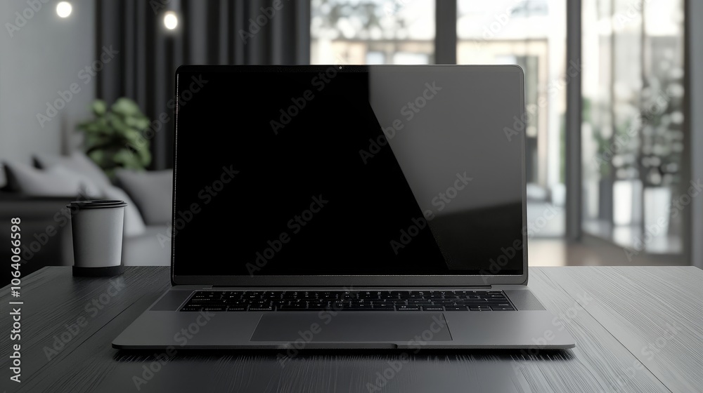 Laptop screen isolated on desk in professional workspace. Laptop screen isolated on desk in professional workspace.