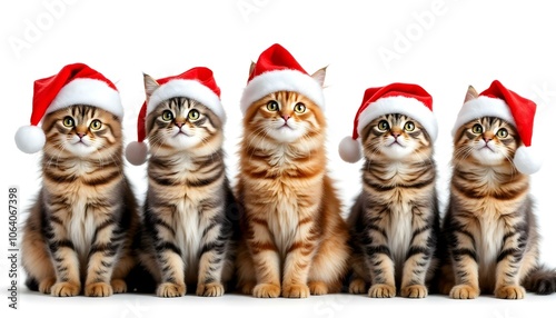 Cat group with Merry Christmas hat