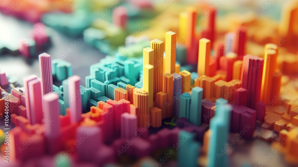 Abstract colorful cityscape illustration with buildings made of cubes. Abstract colorful cityscape illustration with buildings made of cubes.