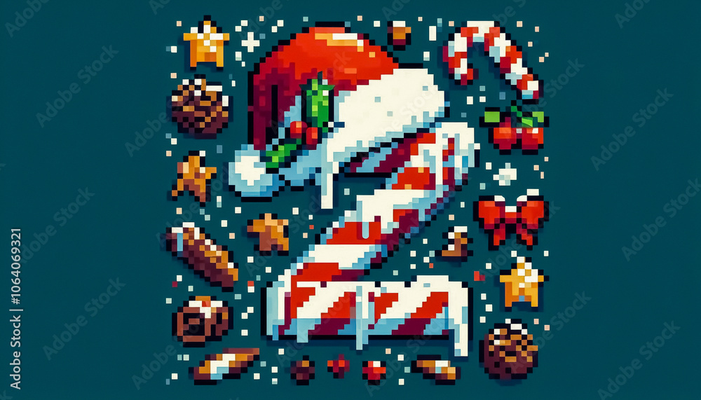 8-bit pixel art style illustration of christmas alphabet letter z 8-bit pixel art style illustration of christmas alphabet letter z