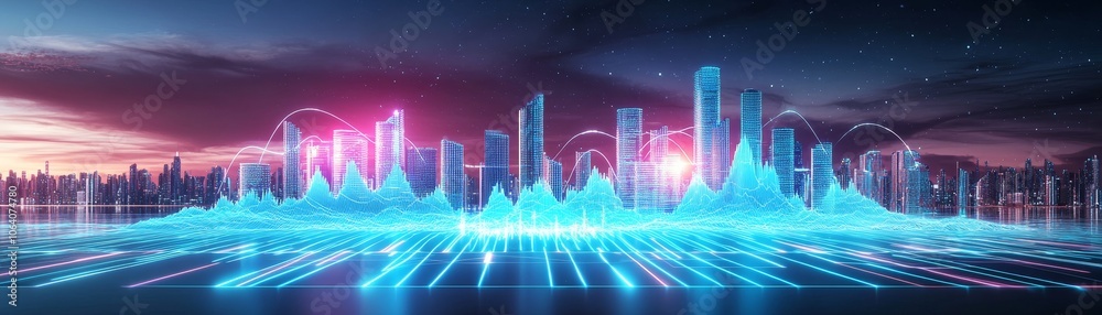 Fototapeta premium Explore the vibrant cityscape how digital technology transforms urban landscapes with stunning visualizations