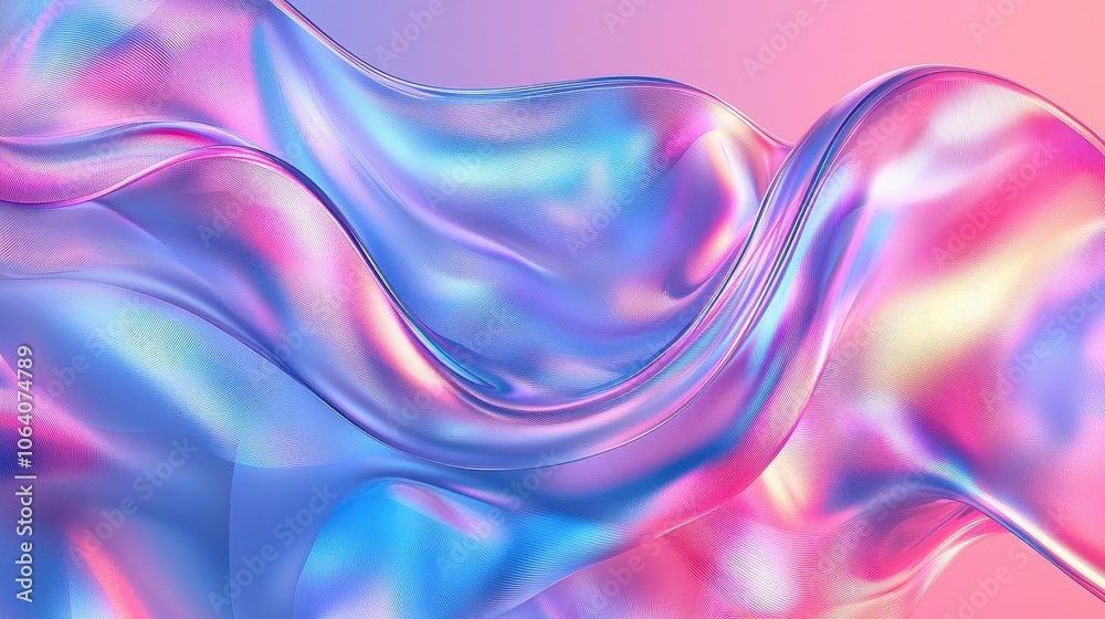 Fluid holographic shapes, morphing into one, abstract theme, flat design illustration Fluid holographic shapes, morphing into one, abstract theme, flat design illustration