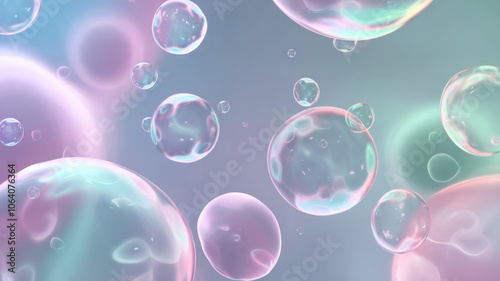 Colorful soap bubbles floating against a soft pastel background, creating a whimsical and dreamy atmosphere.