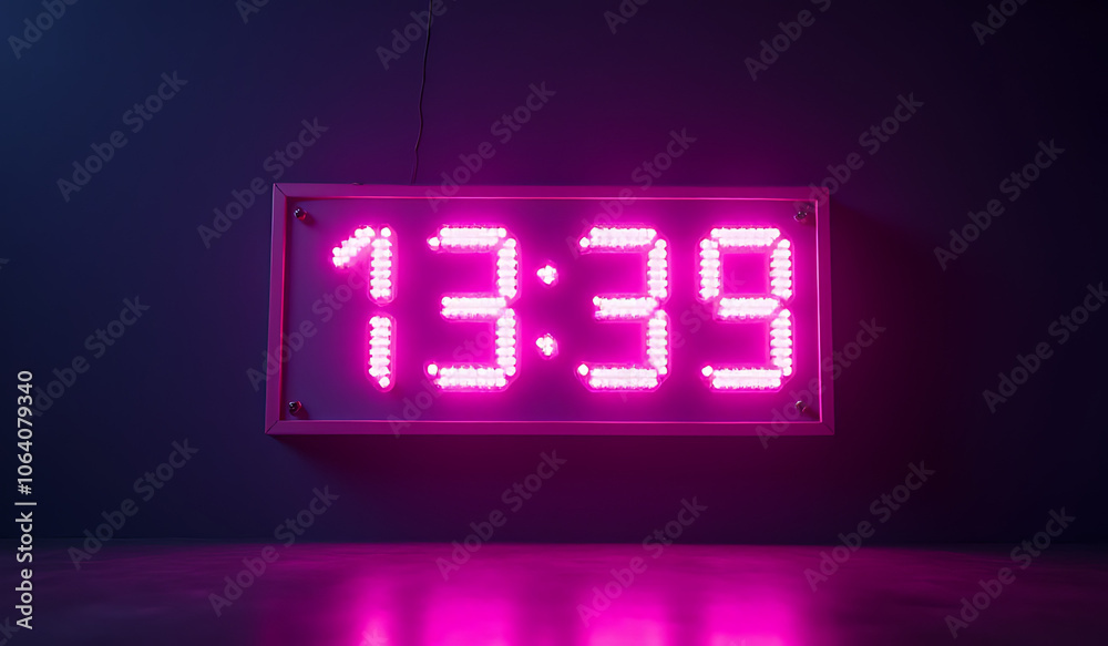 glowing neon sign digital display appears dark background purple neon color scheme