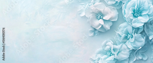 Abstract Soft Light Blue Floral Background Banner with Copy Space for Modern Design