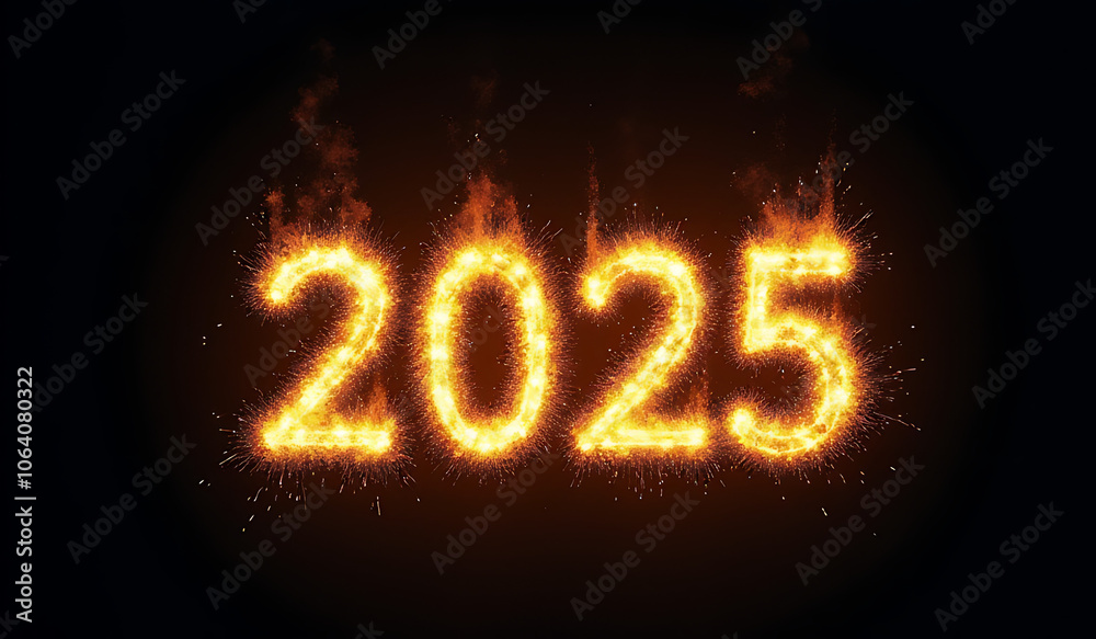 new year features sparkly burning text dark black background new year features sparkly burning text dark black background