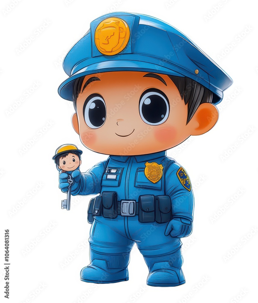 Cartoon Police Officer with a Smile Cartoon Police Officer with a Smile