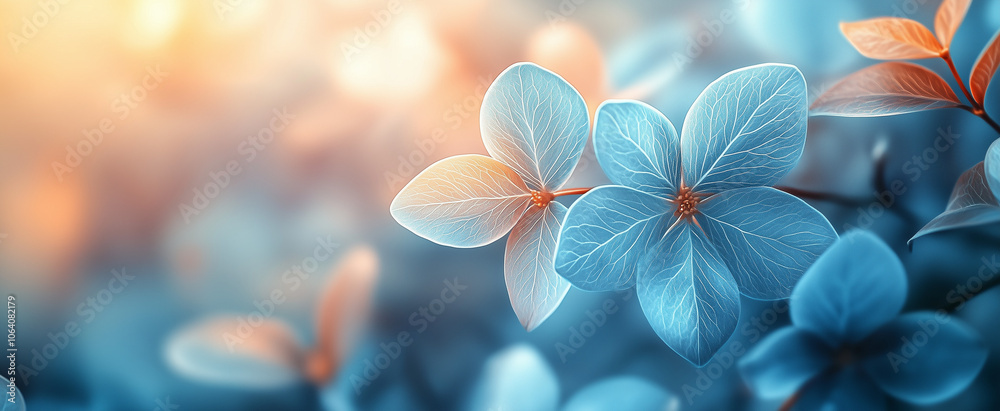 Blue and Orange Leaf Background with Abstract Texture for Design Blue and Orange Leaf Background with Abstract Texture for Design