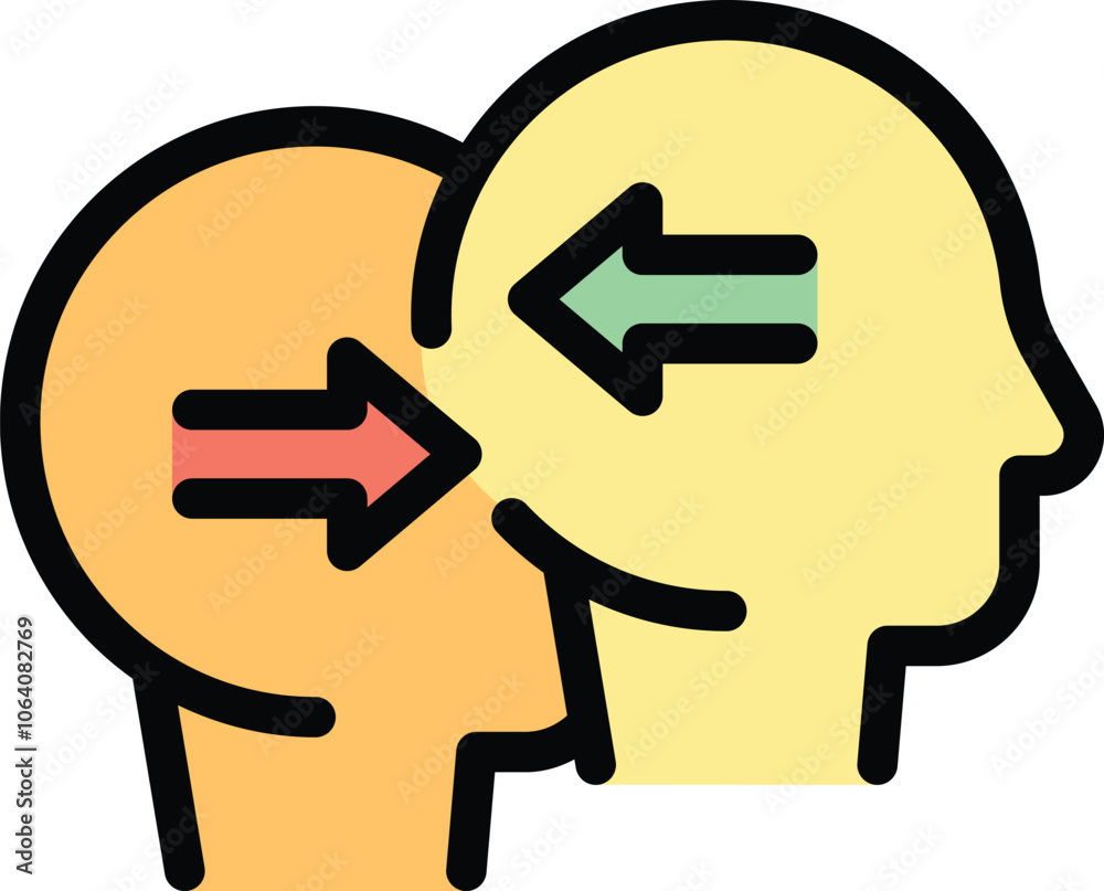This colorful icon represents the concept of knowledge transfer, brainstorming, and effective communication This colorful icon represents the concept of knowledge transfer, brainstorming, and effective communication