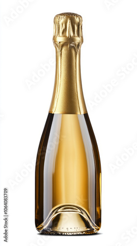 Gold champagne bottle isolated on a white background