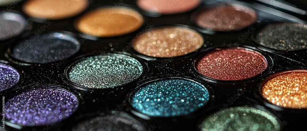 A close up of a makeup palette with many different colors of eyeshadow A close up of a makeup palette with many different colors of eyeshadow
