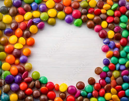 frame of candy coated chocolate candies