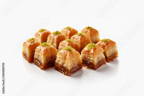 Delicious sweet baklava isolated on white background. Turkish baklava isolated on white 