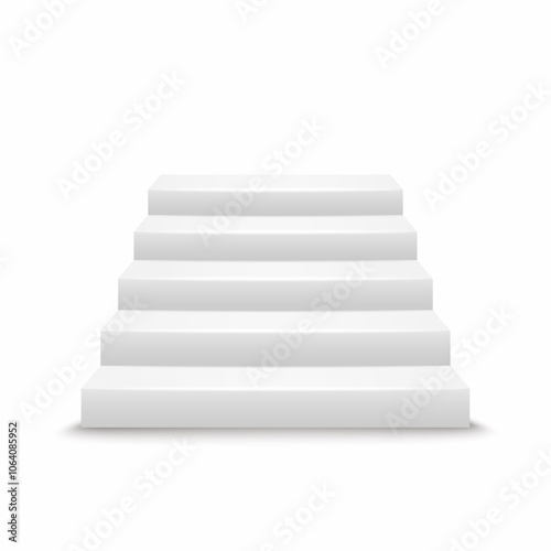 White stairs on white background. White pedestal.