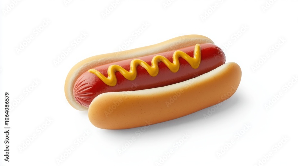 Classic hot dog with mustard, ketchup, and relish, served in a soft bun, perfect for an American ballpark scene Classic hot dog with mustard, ketchup, and relish, served in a soft bun, perfect for an American ballpark scene