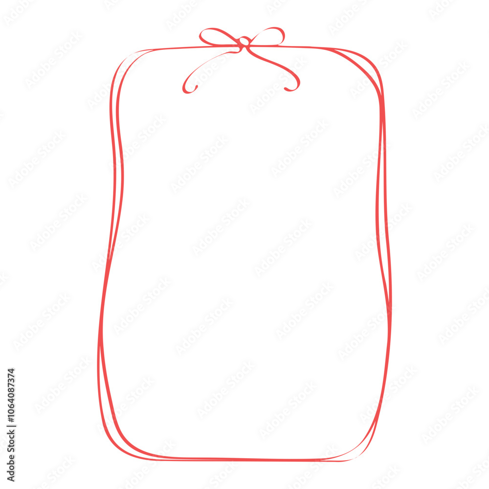 Rectangular hand drawn ribbon and bow text frame Rectangular hand drawn ribbon and bow text frame