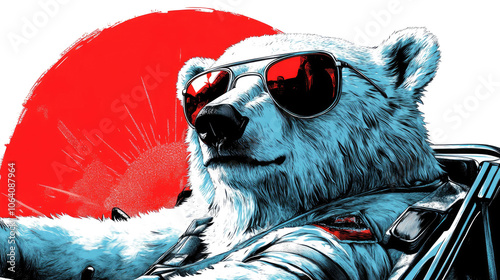 Cool Polar Bear Promotes Fun While Wearing Sunglasses Generative AI photo