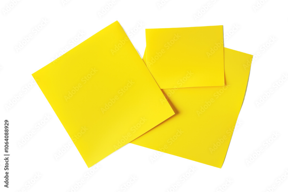 Yellow sticky post-it notes stacked in triangular formation. Vibrant yellow papers isolated on transparent background. Stack of yellow notes, each slightly overlapping, creating depth and dimension. Yellow sticky post-it notes stacked in triangular formation. Vibrant yellow papers isolated on transparent background. Stack of yellow notes, each slightly overlapping, creating depth and dimension.