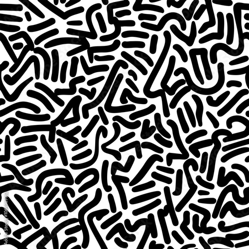 bold abstract seamless pattern with black graffiti-inspired lines