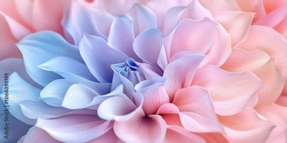 Fototapeta premium Vibrant pastel dahlia: a blend of soft petals in blue and pink hues