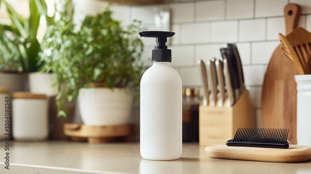 Minimalist mockup white lotion bottle with a black pump. showcasing beauty products or creating a clean aesthetic. Minimalist mockup white lotion bottle with a black pump. showcasing beauty products or creating a clean aesthetic.