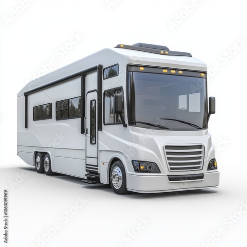 A futuristic RV model, highlighting innovation and design for modern mobility, set on a transparent background