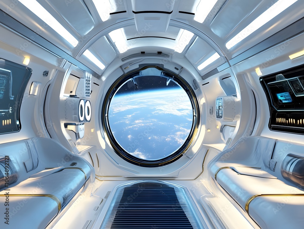 The interior of an advanced spaceship flying The interior of an advanced spaceship flying