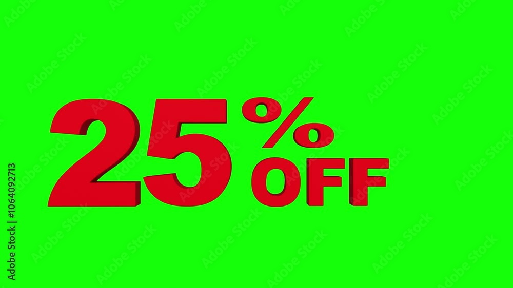 3d render of 25 Percent off sale text isolated over green screen 3d render of 25 Percent off sale text isolated over green screen