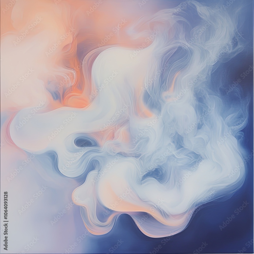 Abstract smoke swirling against a backdrop of soft winter clouds Abstract smoke swirling against a backdrop of soft winter clouds