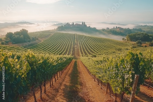 Wallpaper Mural Beautiful vineyard. Travel around Tuscany, Italy. Landscape of vineyards in the wine country of Tuscany, Italy at sunrise. The vineyards of Tuscany are home to Italy's most famous wines Torontodigital.ca