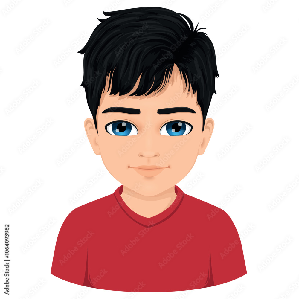 Portrait of black haired boy with blue eyes Portrait of black haired boy with blue eyes