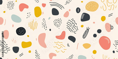 Wallpaper Mural Colorful abstract pattern with organic shapes and modern geometric elements Torontodigital.ca