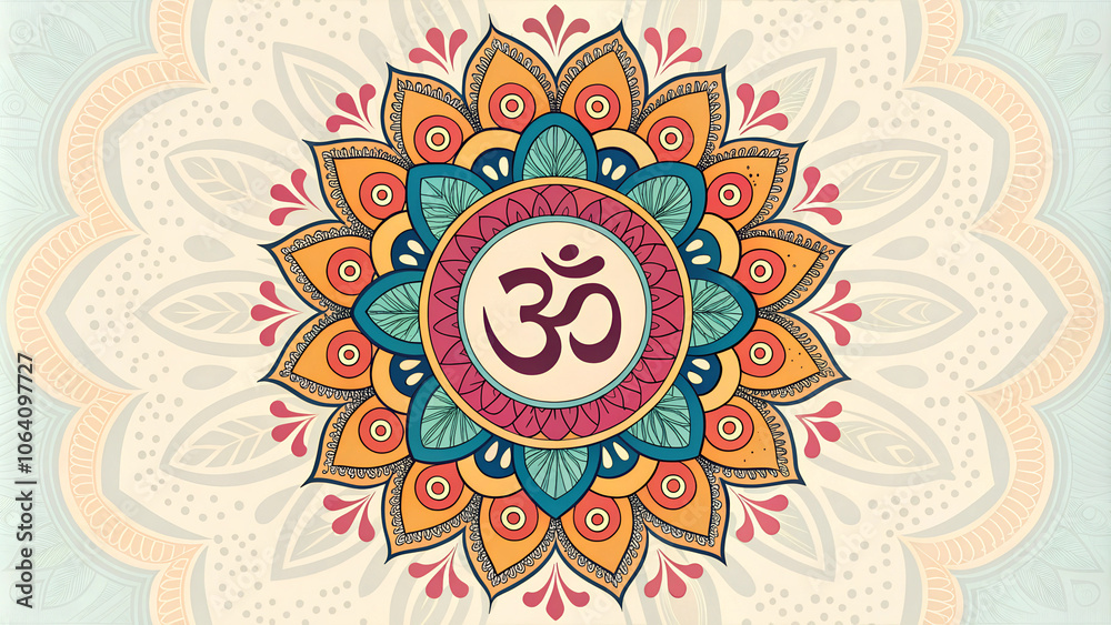 Beautiful mandala design featuring the Om symbol, colorful floral patterns, intricate detail, decorative art
Beautiful mandala design featuring the Om symbol, colorful floral patterns, intricate detail, decorative art