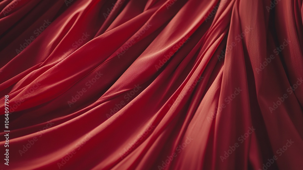 Vibrant, silky red fabric with elegant folds. Its luxurious shine makes it a perfect backdrop for festive occasions like Christmas, Valentine's Day, or birthdays.