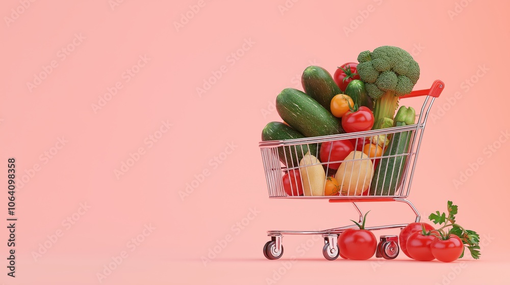 A colorful cart brimming with fresh veggies on a soft pink background—ideal for healthy meal planning and shopping ideas! A colorful cart brimming with fresh veggies on a soft pink background—ideal for healthy meal planning and shopping ideas!