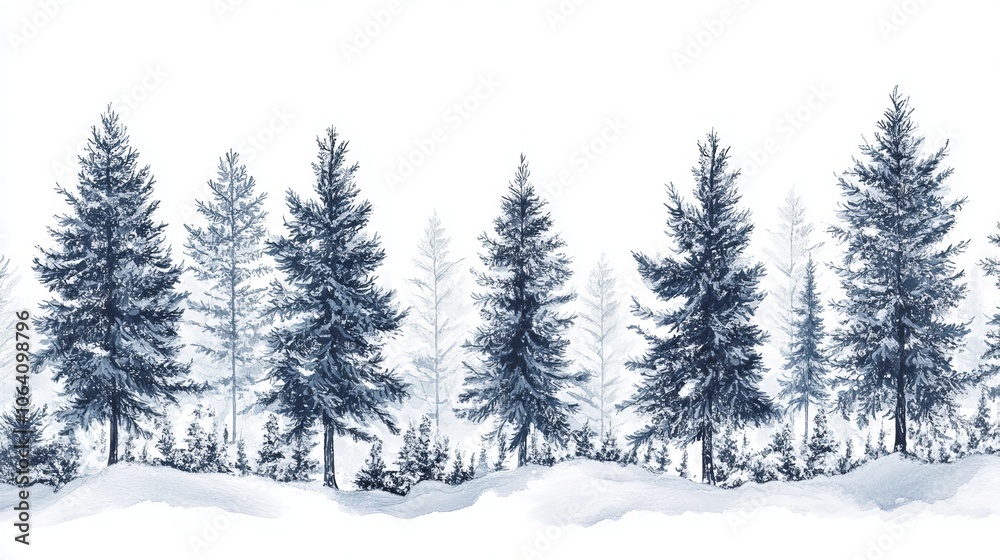 Snowy winter forest with fir and pine trees. Perfect for Christmas decoration. Snowy winter forest with fir and pine trees. Perfect for Christmas decoration.