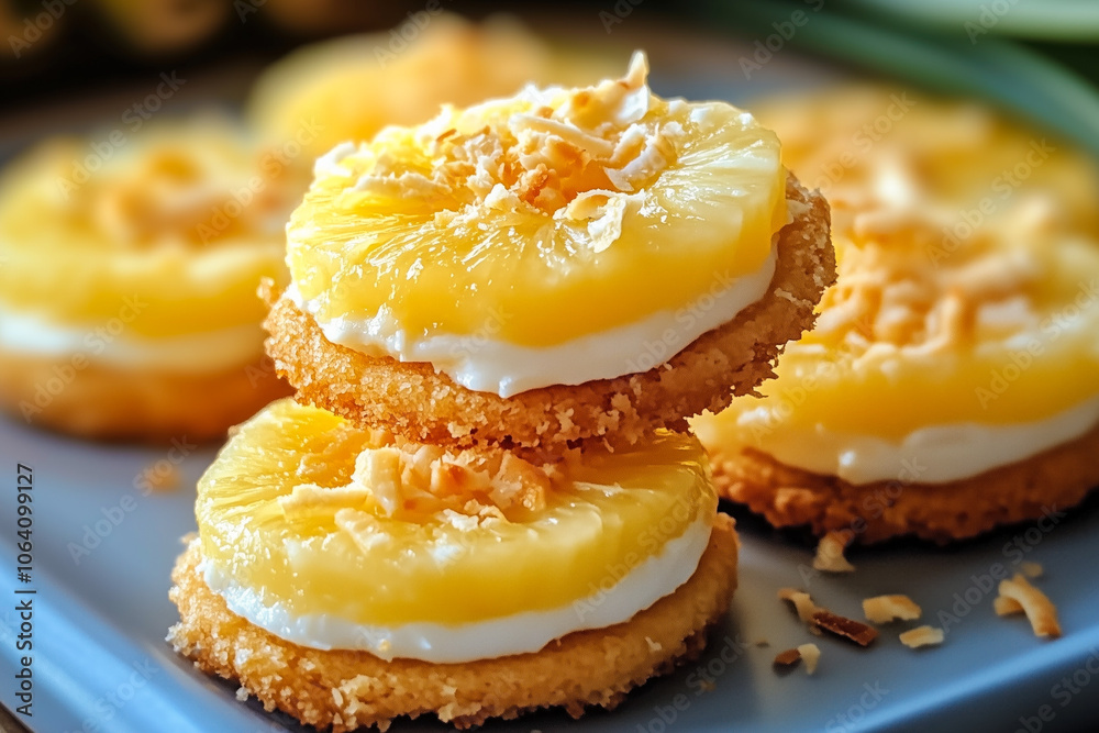 Pineapple coconut cookies with creamy topping Pineapple coconut cookies with creamy topping